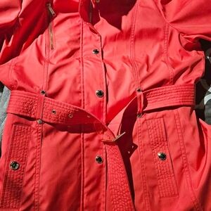 Elegant Red Trench Coat with Belt